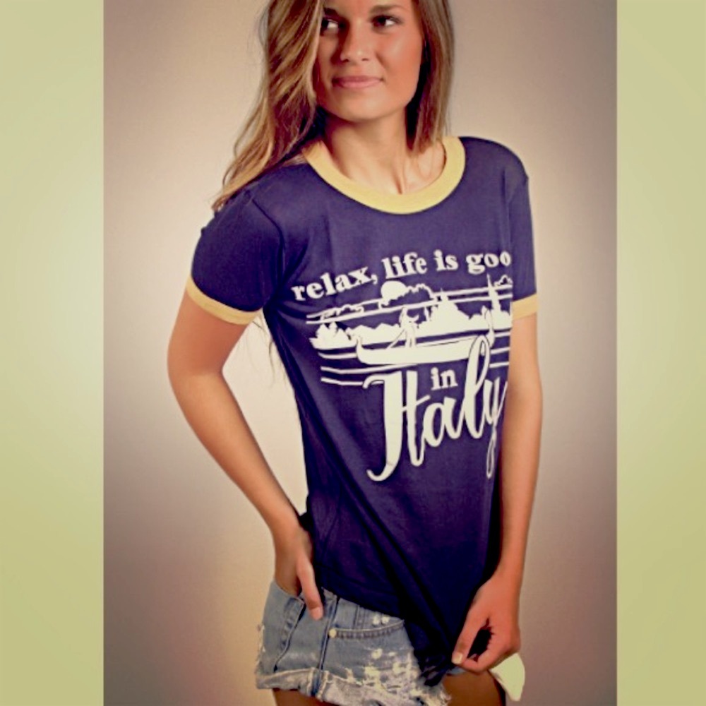 Wildfox life is good in italy ringer tee small